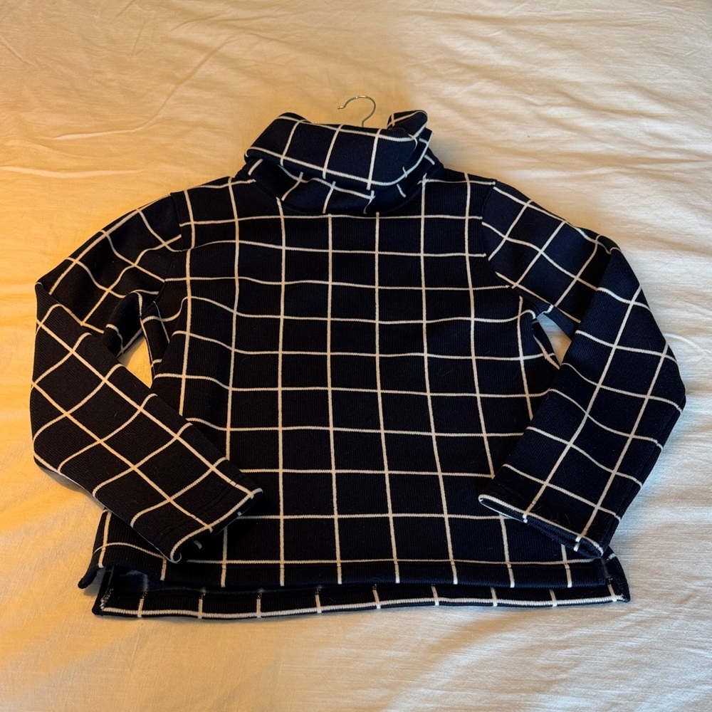 J. Crew Navy Grid Turtleneck Sweater